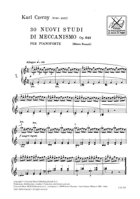 30 Nuovi Studi Di Meccanismo Op. 849 - pro klavír